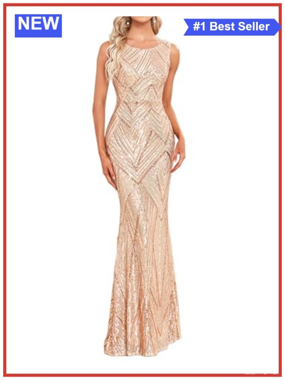 Sequin Bodycon Mermaid Formal Dress Floor Length Boat Neck Sleeveless Evening